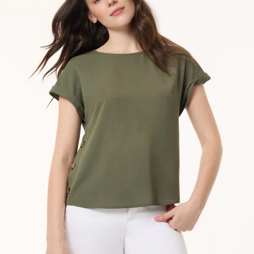 Jones New York Women’s Green Button Detail Blouse Size XS Petite NWT $70